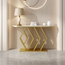 고급 력셔리 골드 대리석 슬림 현관 복도 수입가구 장식장 테이블 콘솔, 아르마니 그레이-블랙 피트 100/30/80