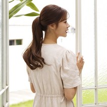 여성 슬림 집게핀 포니테일 씨컬펌 패션 고열사 묶음머리 부분 가발, 투톤브라운