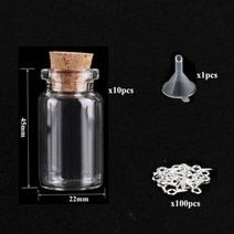 [케이로] 473066 코르크 마개가 있는 소형 미니 유리병 항아리 100 개 아이 나사 및 1 작은 깔때기 DIY 보석 만들기 5-10, [17] 8ml-22x45mm set, 8ml-22x45mm set