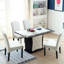 베스트리빙 갤럭시 코코 4인대리석식탁세트/의자4개, 1200투톤대리석/베이지의자4개