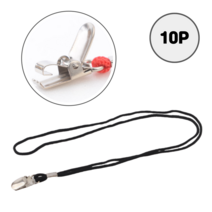 마스 클립형 명찰끈 10P 25P 50P 100P 학생증 목걸이끈 목걸이줄 출입증 케이블 교통카드 걸이줄 걸이끈 명찰줄 사원증 케이스줄 케이스끈 패찰끈 패찰줄 신분증 클립 스트랩, 10개, 검정