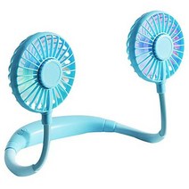 일본직발송 2. toponeba 제3대 목걸이 선풍기 휴대용선풍기 usb선풍기 목걸이 손잡이 핸디선풍기 7깃털 충, One Size, 블루