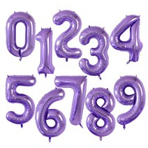 브라이덜샤워 소품 파티 세트 패키지 40 인치 큰 호일 생일 풍선 티파니 블루 헬륨 번호 0 9 해피 웨딩 장식 베이비 대형 글로브, 7, 07 purple