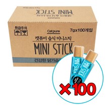 캣퓨어 미니스틱 7g 건강한닭가슴살과연어x100개, 건강한닭가슴살과연어