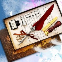 영어캘리그라피 캘리그라피 독학세트 영어 필기체 만년필 세트 빈티지 sprinkling 골드 깃털 펜 잉크 병 서예 쓰기 dip pen stationery quill gift, d