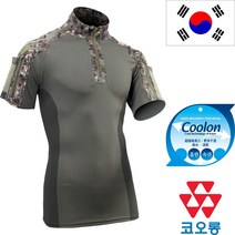 꾸나와곰신 국산 쿨론 전술 컴뱃 반팔 셔츠 디지털 군인 군용 택티컬 티셔츠