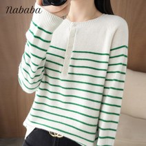 나바바 NK758 여성 심플 단가라 헨리넥 니트티