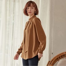 [허밍] [허밍] 기모 벨벳 모크넥 블라우스_카멜