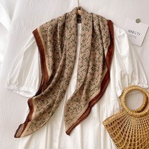 여성 스카프 아사면 린넨 꽃프린팅 우아한 머플러 스카프