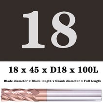 코팅기 가정용 사무용 코팅기계 밀링 커터 합금 코팅 텅스텐 스틸 도구 maching hrc55 endmill 밀링 커터 키트 밀링 머신 도구 cnc 라우터 비트, 18x45XD18X100L