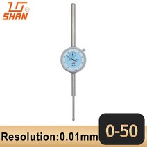 Shan-100% 오리지널 다이얼 표시기 정밀도 0.01mm 다이얼 표시기 게이지 미터 해상도 표시기 게이지 측정 도구, 06 shan 0-50mm 0.01