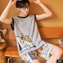 가바바 남성 나시 트레이닝복 세트 귀여운 캐릭터로 포인트를 준 베이직 여름 트레이닝복 세트 G62727