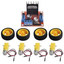 ShangHJ 4세트 DC 기어박스 모터 TT 모터 200RPM 타이어 휠 DC 3-6V 1:48 수 커넥터 1피스 L298N 모터 드라이브 컨트롤러 보드 Arduino 마이크로비