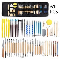 도자기 만들기 공예 공방 조각도 도구 점토 조각 키트 조각 세라믹 운반 케이스 가방 diy 초보자 전문가 모델링, 12-61pcs 세트