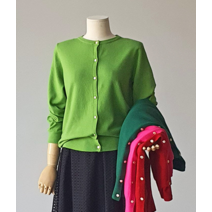 크롭 실내 회사원 라운드 유넥 가디건