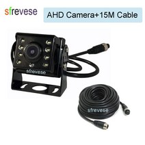 화물차후방카메라 5"AHD 자동차 후면보기 모니터 방수 AHD 1080P 8LED IR 4Pin 버스 트럭 키트용 주차, 08 Camera 15M Cable