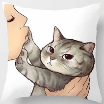 재미 있은 사랑 키스 고양이 베개 케이스 소파 인테리어 홈 장식 거실 침대 의자 45x45 에 대한 귀여운 검, 02 2_03 50*50cm