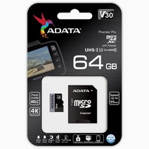 에이데이타 블랙박스 전용 마이크로 SD 메모리카드 V30S UHS-I U3 MLC   어댑터, 64GB
