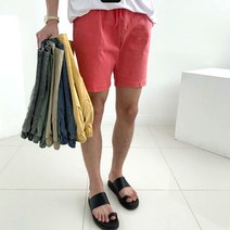 피그먼트 워싱 16수 스판 면 여름 남자 밴딩 반바지 하프팬츠(6color)