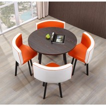 4인가족 화이트 원형 카페테이블세트 사각 라운드 식탁 세트 가정용 공간절약 조립식가구, AQ
