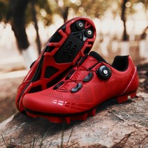 TABOLU 로드바이크 MTB 입문용 클릿슈즈 평페달슈즈 자전거신발, 47, 레드(MTB클릿)