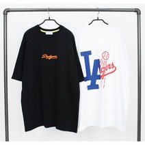 레어코드 LA 다저스 반반 스카치 나염 남녀공용 스트릿 오버핏 반팔티