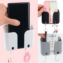 TV 에어컨 리모컨 벽 부착 수납 꽂이 마스크 핸드폰 걸이 소품 정리 월 후크 주방 거실 티비 리모콘 분실 방지 객실 정돈 훅 물건 고리 사무실 공공 시설 접착 도구 용품, 색상, 블랙