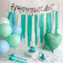 개달당 반려견 반려묘 생일파티세트 강아지생일파티 주문제작 (가랜드 + 풍선 + 레터링헬륨풍선 + 컨페티 종이꽃가루 + 종이커튼), 민트