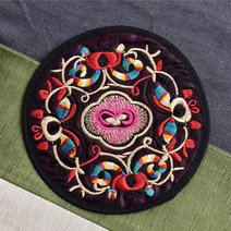 계영배 전통찻잔 유리잔 주석잔 빈티지 빈티지 에스닉 꽃 디자인 라운드 자수 천 컵 받침 식탁 플레이스, 16 17_01 13cm