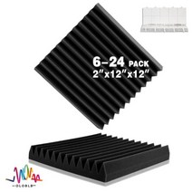 음향사운드디퓨저 스피커흡음판 흡음 베이스트랩 방음재 방음 판넬 103828, High Density_24 Pcs With Tapes, Black