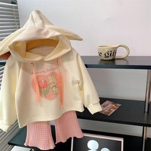 해피팡팡 - 여아 래빗 후드 체크바지셋H(상하복세트)