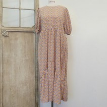 플로럴 퍼프소매 루즈핏 봄 반팔 롱원피스