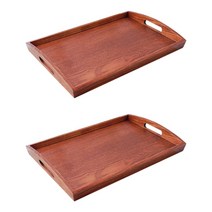 바이굿즈 원목 사각 손잡이 우드 트레이 2p, 일반나무