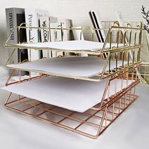 로즈골드 프레임 이면지 서류 보관 트레이 보관함 사무실 회사 정리함, 로즈골드 서류 트레이