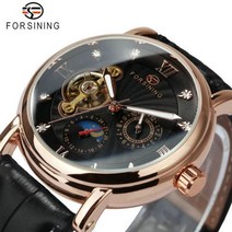 40대남자시계 메탈 다이얼 플라잉 뚜르비용 남성용 스켈레톤 시계 빛나는 문페이즈 다이아몬드 가죽 벨트 남성