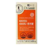 종근당 닥터굿스 비타민D 4000IU 츄어블 영양제 90정 칼슘 흡수 뼈 건강 도움 식약처 인증 건강기능식품 청소년 수험생 직장인 추천 건강 증진 생활 활력 비타민디 햇빛 닥터구스, 1개, 3개월(90정)