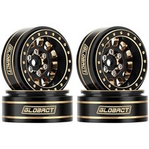GLOBACT 풀브라스 1.0in 플러스 비들락 휠 RC 림 세트 오프셋 TRX4M Axial SCX24 FMS FCX24 118 124 크롤러 자동차 업그레이드 액세서리 4Pcs