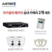 넷인포 쉬운 CCTV자가설치XPOE 녹화기+카메라 세트 실내외겸용, 실내카메라 2개(30m 케이블 2개 포함)