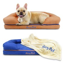 [로이펫] 메모리폼 프리미엄 강아지방석 M(65cm x 50cm) 노령견 관절보호 소중대형 애견침대 쿠션 방석, 3.로얄블루 M(65cm x 50cm) + 블랭킷