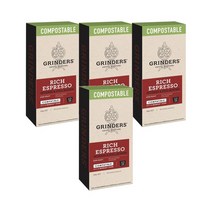 그라인더 커피 캡슐 리치 에스프레소 10개 Grinders Compostable Coffee Capsules Rich Espresso, 4팩