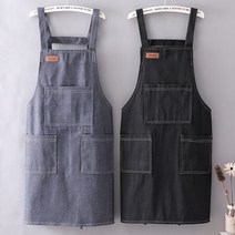 [그레이스로즈 ] 부드럽고 고급스러운 데님 진 앞치마, 블루