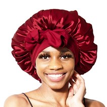 [정품] BONNET QUEEN 여성용 실크 보닛 새틴 보닛 헤어 보닛 타이 밴드 포함 천, Medium_Burgundy