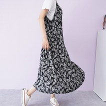 빅걸스토리 쿨 나염 페이즐리 뷔스티에 끈 캉캉원피스