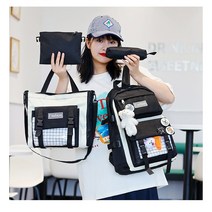 BAISLUN 초등학생 책가방 여자 중학생 대용량 가방 백팩 4가지 세트 책가방 세트 포켓만땅 다기능 백팩 4종 세트