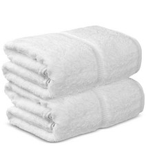 Chakir Turkish Linens 터키산 면 럭셔리 호텔 스파용 목욕 타월 핸드 타월 - 6개 세트 네이비 블루, 35'x70' Large Bath Sheets, White