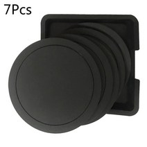 7 PCS 실리콘 컵 코스터 매트 세트 음료 홀더 머그 스탠드 홈 키친 acces, 검은색