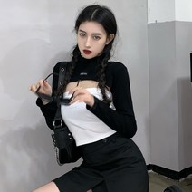 여성 숏 니트 긴팔 날씬해 보이는 투피스 나시탑
