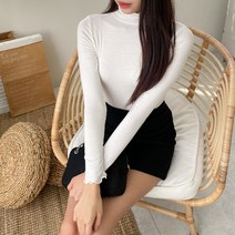 여성용 날라리 프릴 폴라티셔츠