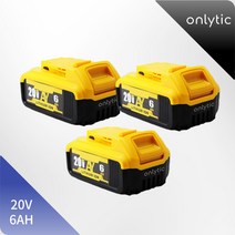 디월트배터리 디월트 20v 6.0ah max xr 배터리 전동 공구 교체 dewalt dcb184 dcb181 dcb182 dcb200 20v 3a 5a 6a 18volt 호환, 3개 6.0ah