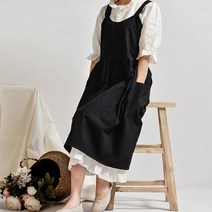 원피스 생활앞치마 편안한 린넨 원피스앞치마, 블랙